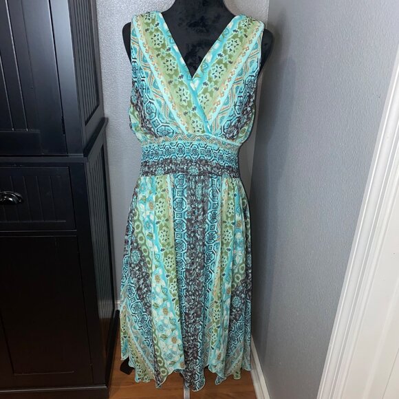 Rabbit Rabbit Rabbit Designs Dress Size 14 Sleeveless VNeck Festival Tribal Boho - Picture 1 of 9